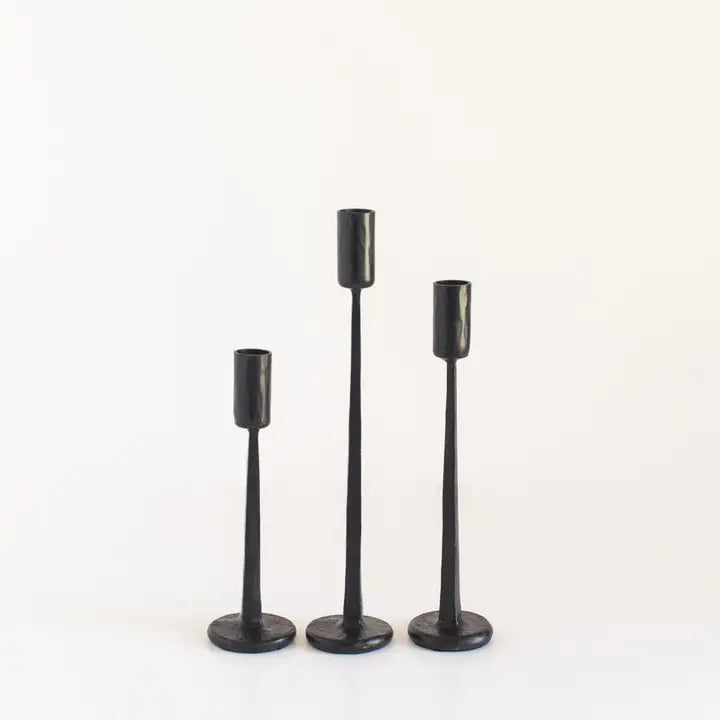 Set of 3 Dante Iron Candle Stick Holders in Black, from Creative Women