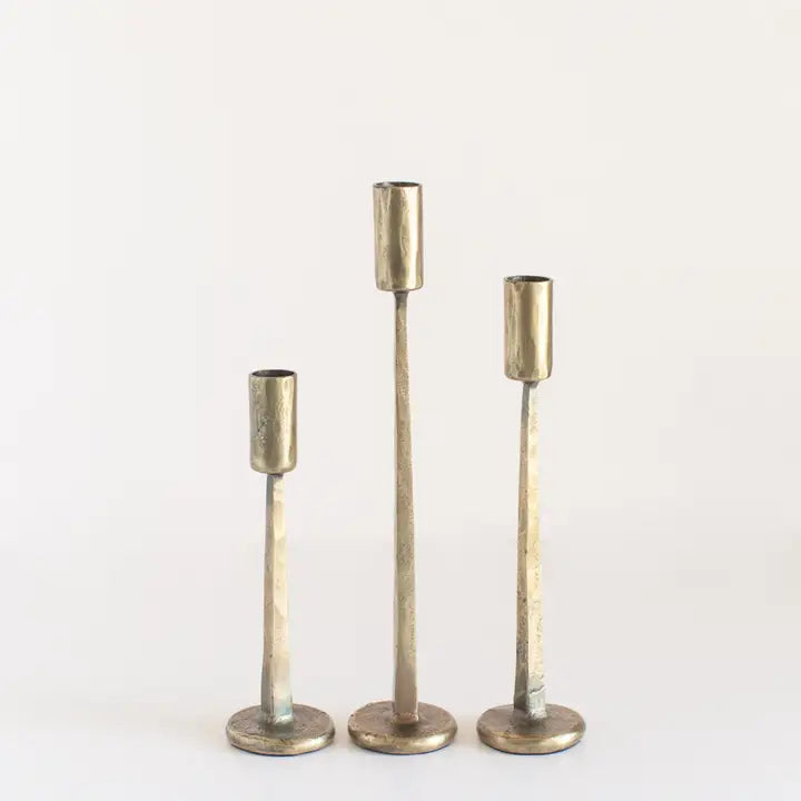 Set of 3 Dante Iron Candle Stick Holders in Brass, from Creative Women