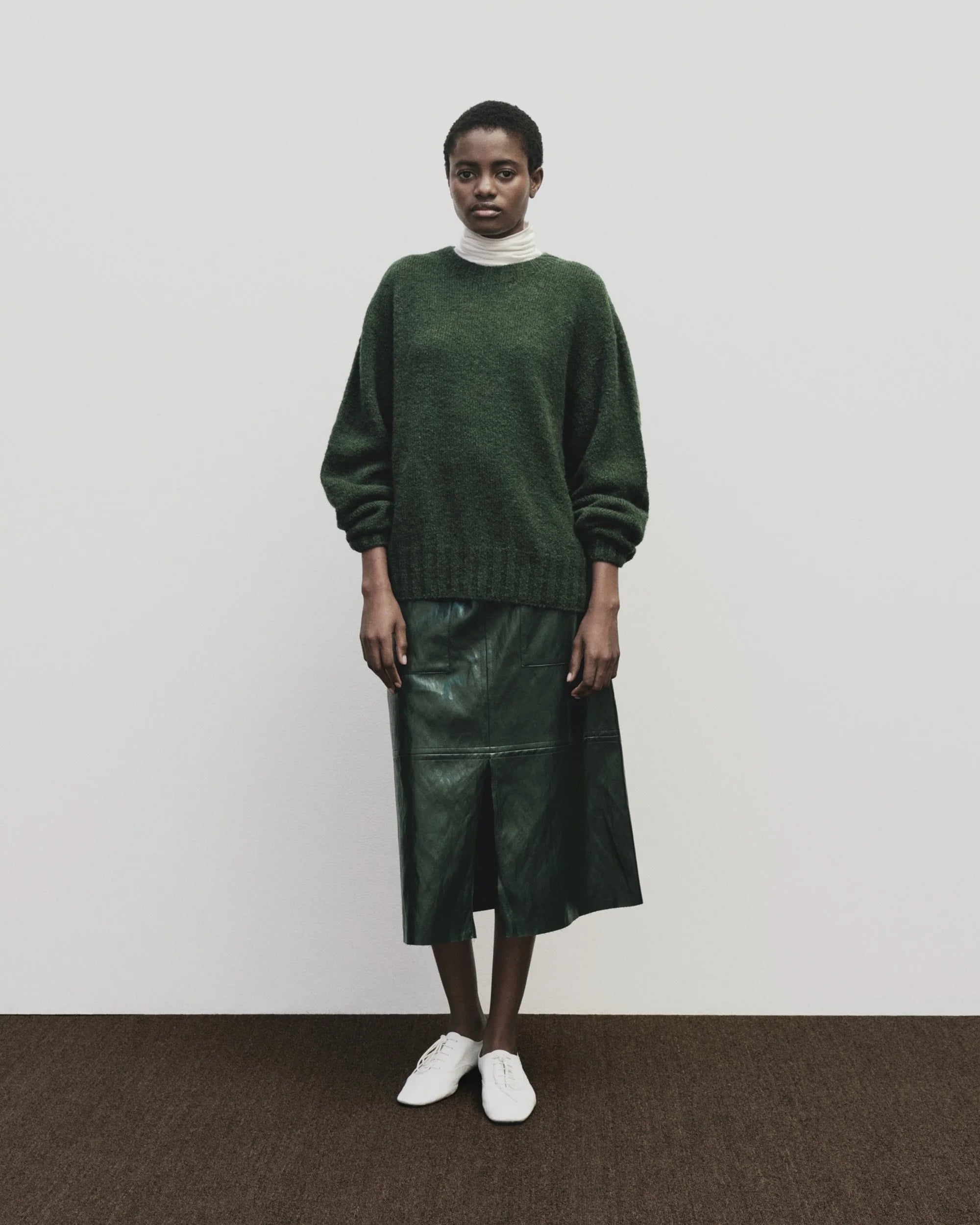 Faux Leather Skirt in Green, from Mijeong Park