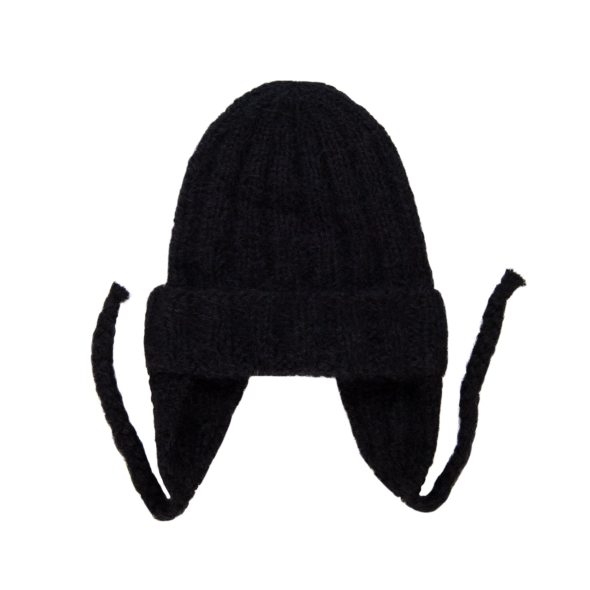 Knitted Earflap Hat in Black, from Karakoram Accessories