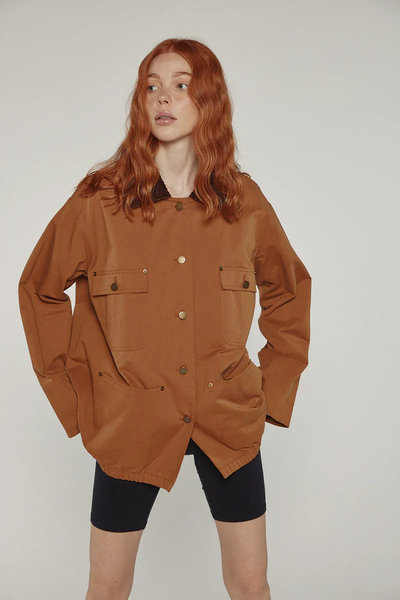 Cotton Worker Jacket in Brown, from Amente