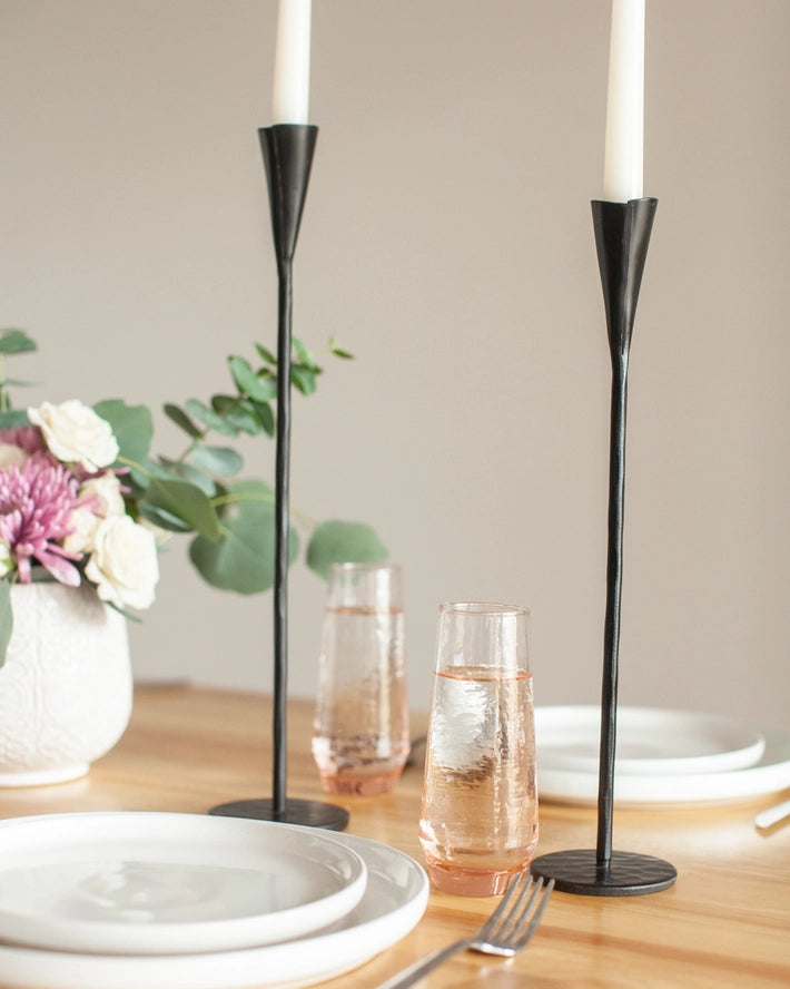 Phoenix Hand Forged Iron Candle Holders in Black, from Creative Women