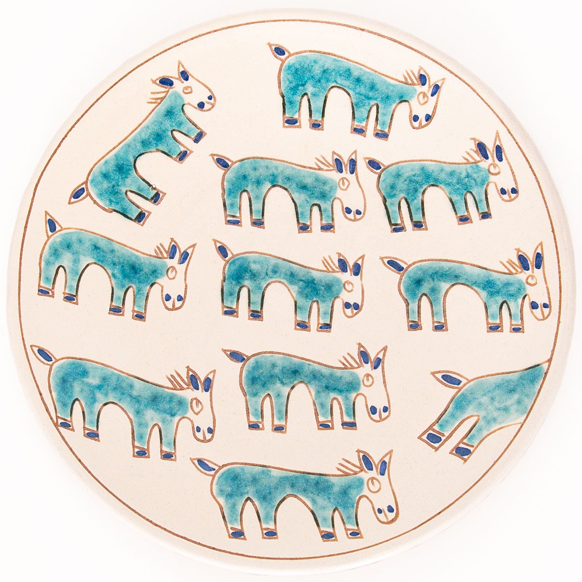 Large Pasture Donkey Ceramic Plate, from Kiliim