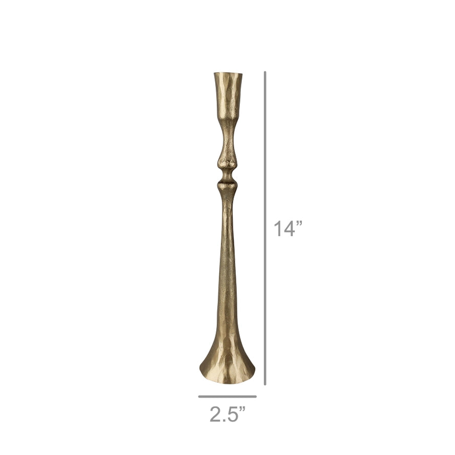 Large Nikki Taper Candle Holder in Brass, from HomArt