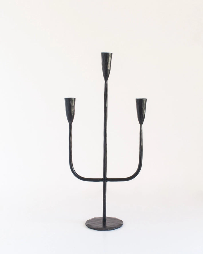 Hand Forged Iron Candelabra Candle Holder in Black, from Creative Women