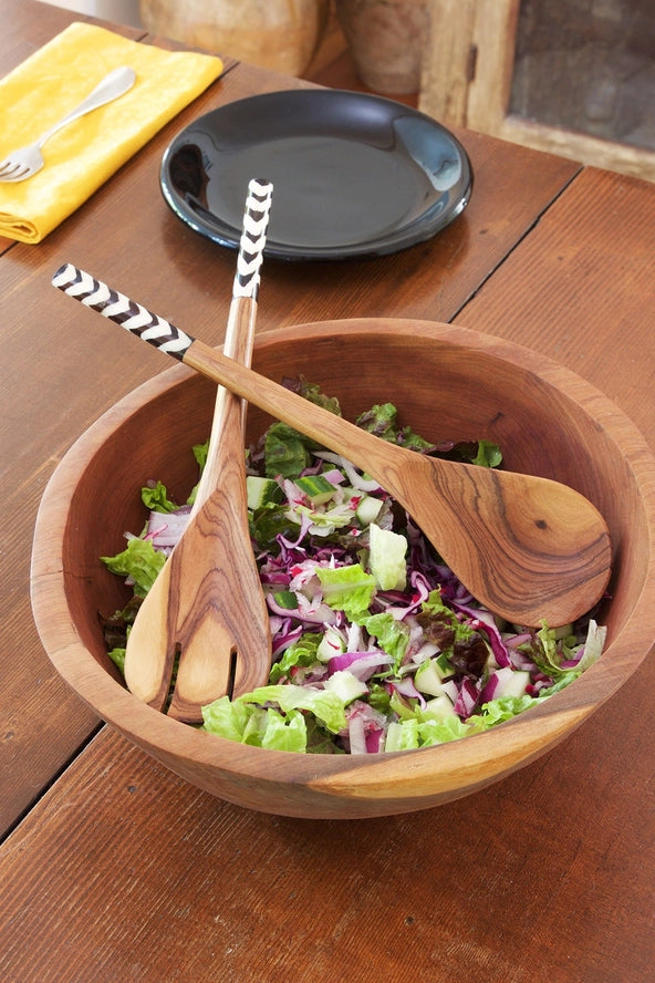 Batik Bone Olivewood Salad Server, from Swahili Aferican Modern