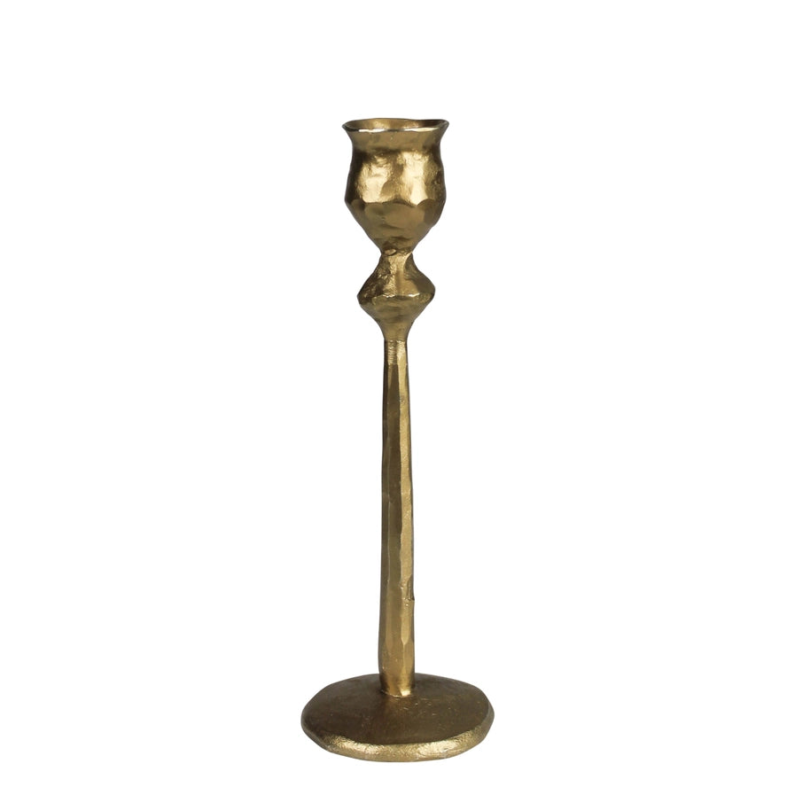 Medium Sonrisa Taper Candle Holder in Brass, from HomArt