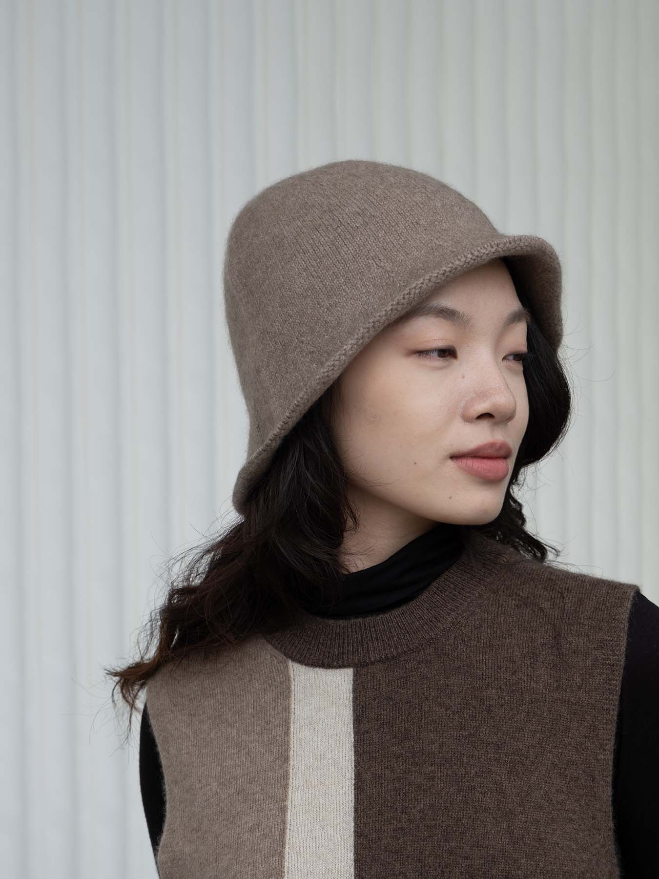 Cashmere Bucket Hat in Brown, from Oats and Rice