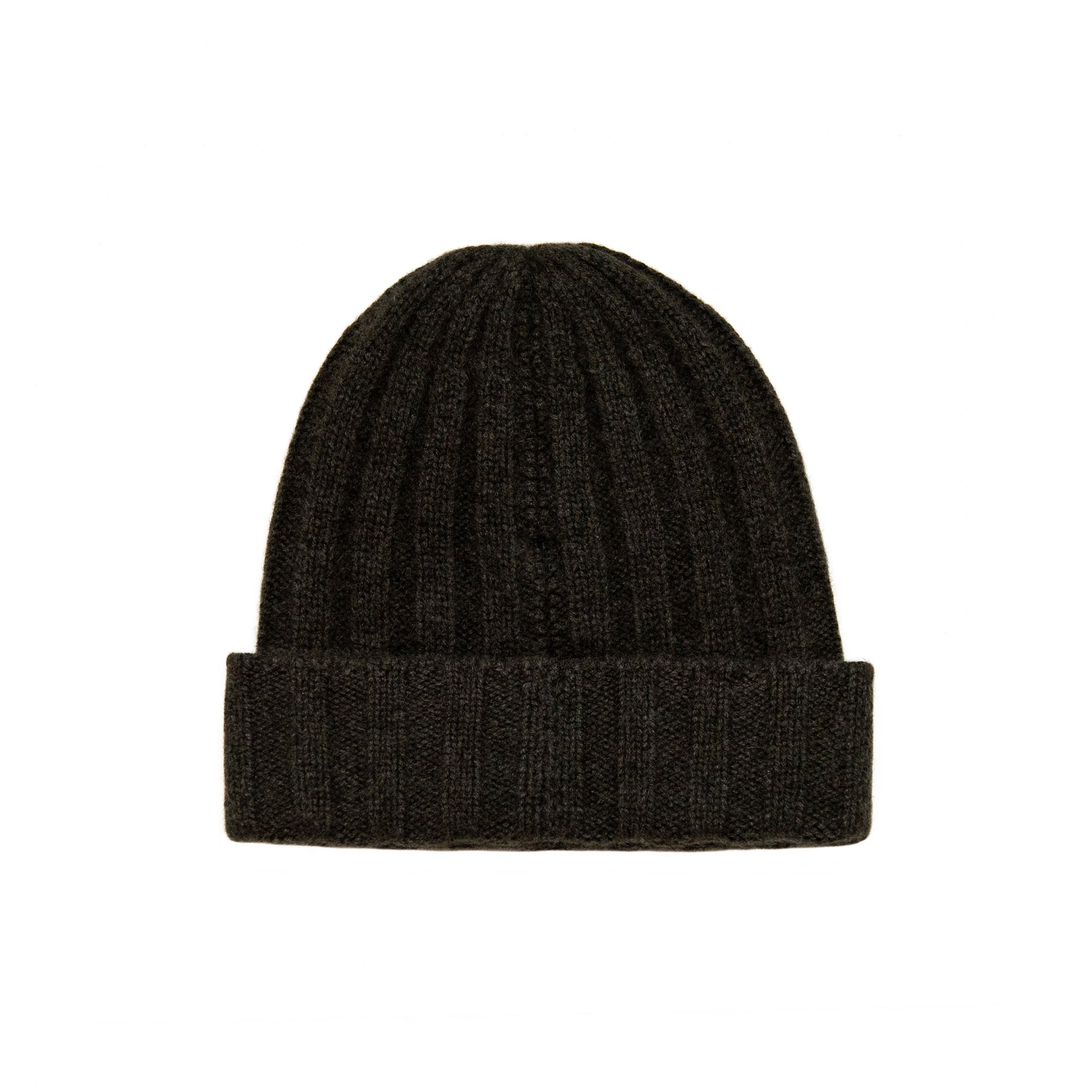 Cashmere Ribbed Beanie in Thyme Heather, from White and Warren