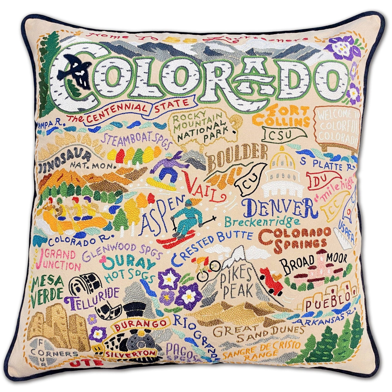 Colorado Embroidered Pillow, from Catstudio