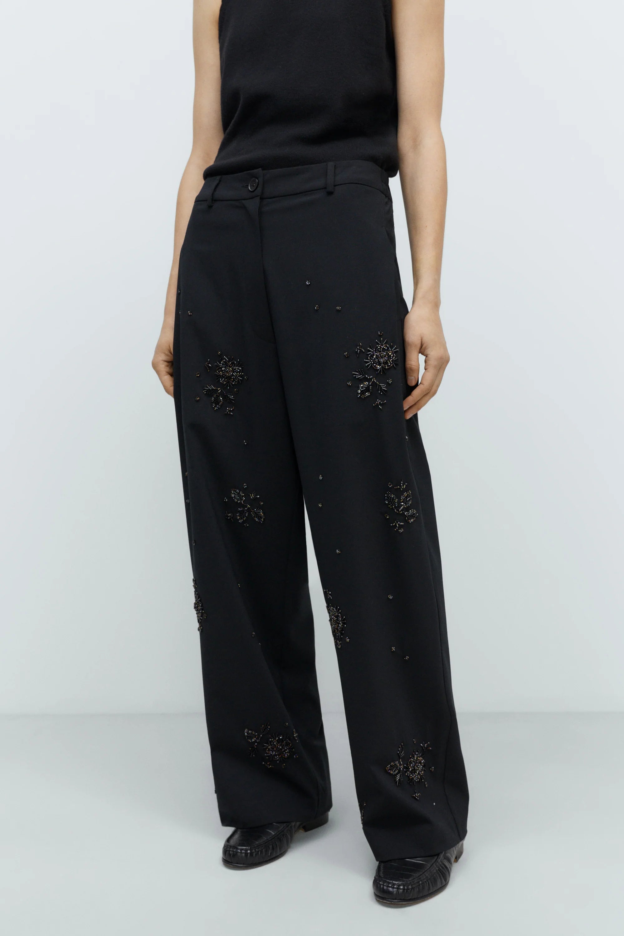 Embellished Tailoring Pants in Black, from Cordera