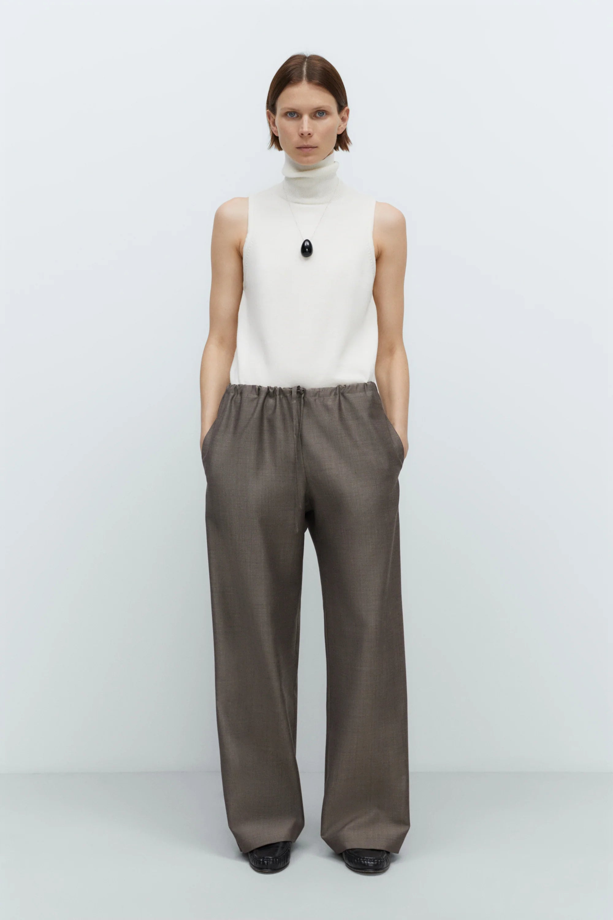 Mohair Relaxed Pants in Smoke Brown, from Cordera