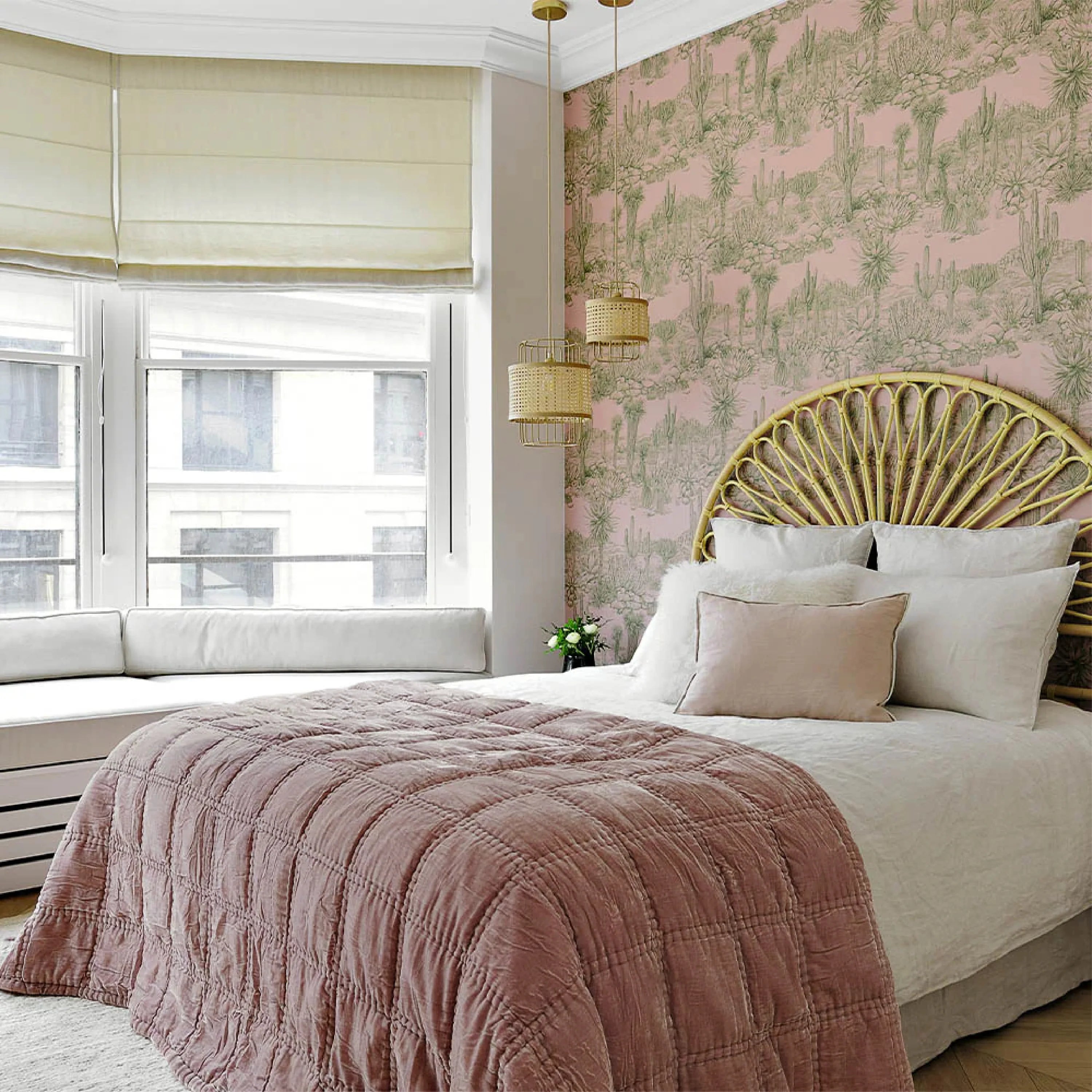 Goa by Night Quilt in Taupe, from Le Monde Sauvage by Beatrice Laval