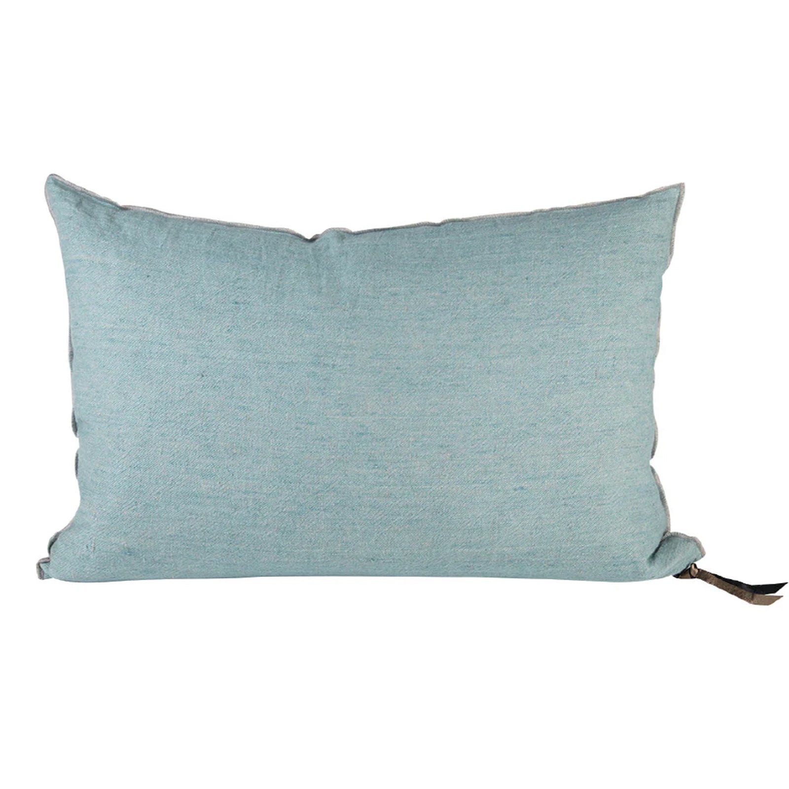 Crumpled Washed Linen Pillow 16x24 in Aqua, from Maison De Vacances