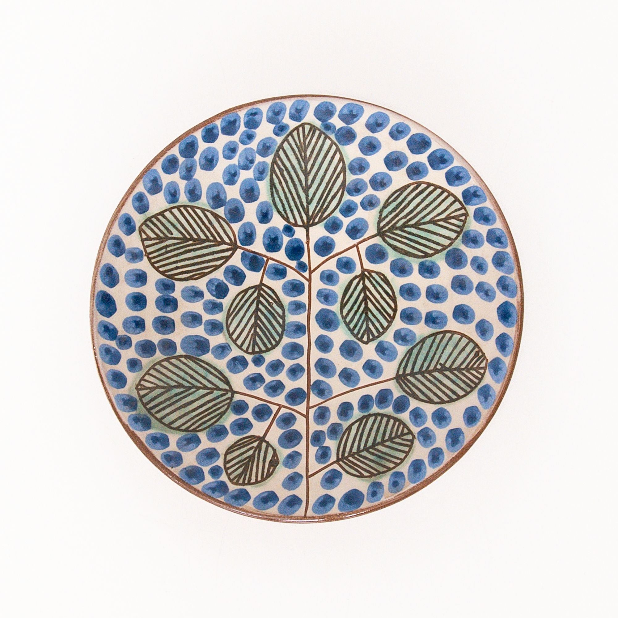 Dots Ceramic Plate in Blue, from Kiliim