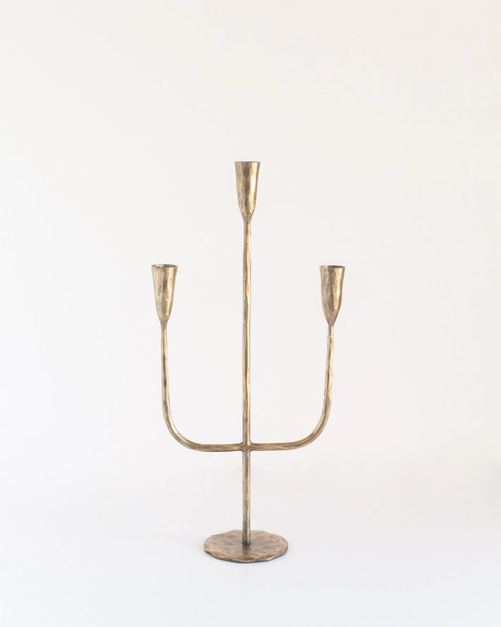 Hand Forged Iron Candelabra Candle Holder in Brass, from Creative Women