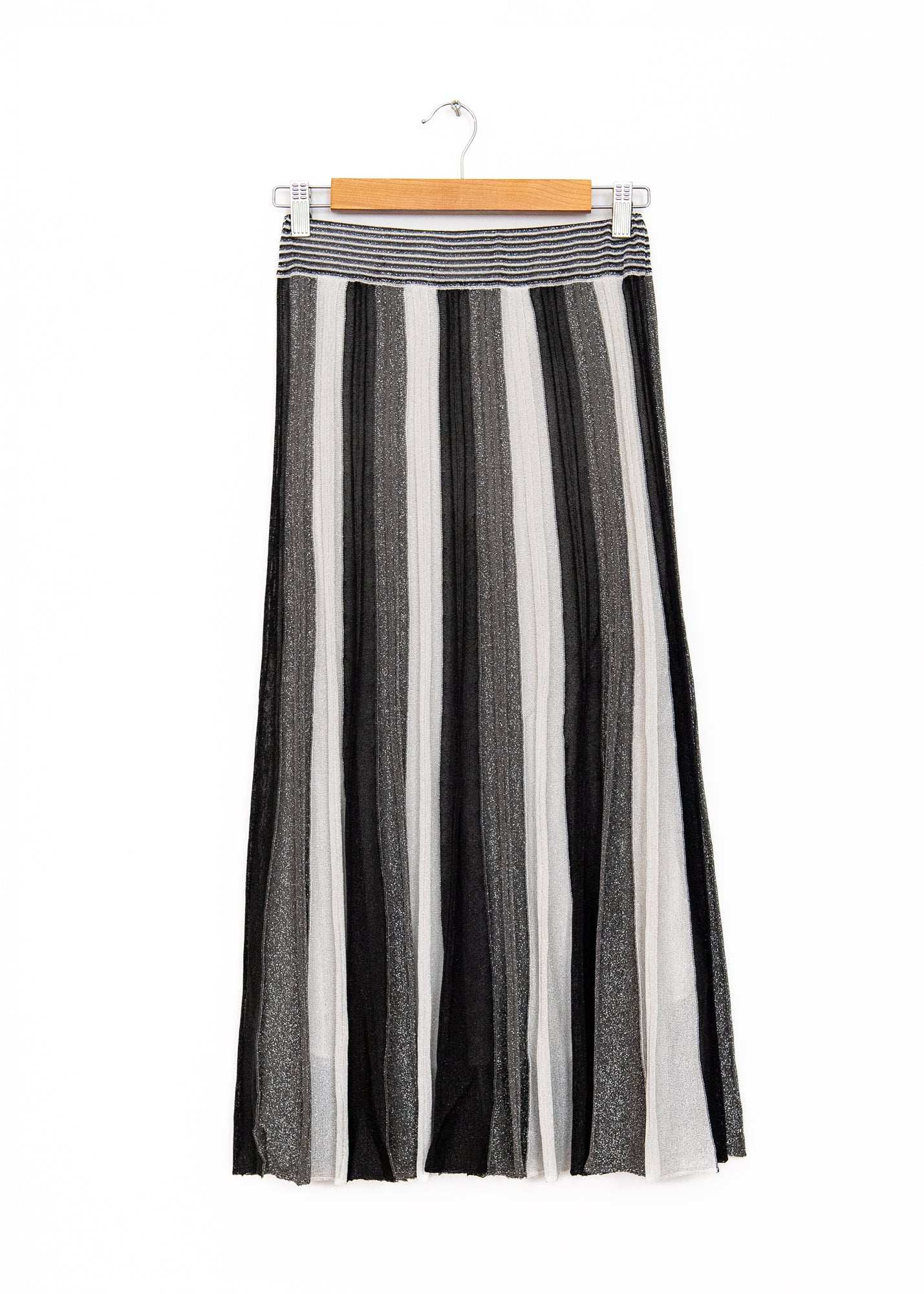 Gala Long Pleated Skirt in Gris & Argent, from Maison Lurex