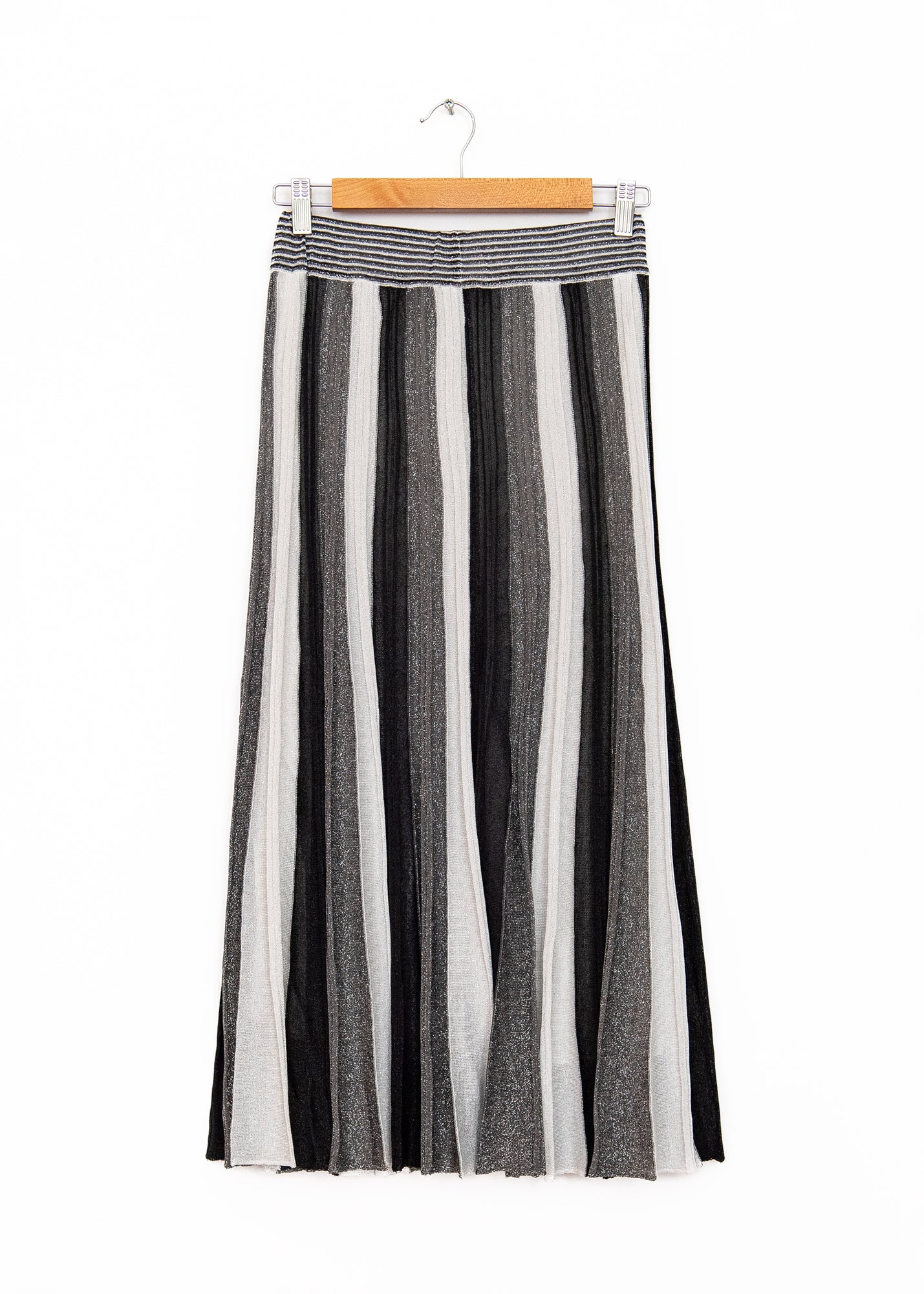 Gala Long Pleated Skirt in  Gris & Argent, from Maison Lurex