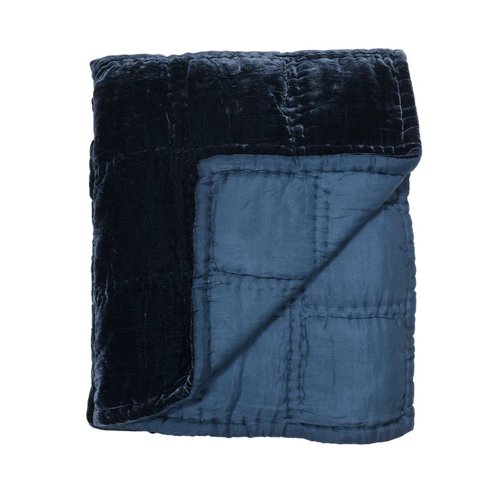 Goa by Night Quilt in Bleu Nuit, from Le Monde Sauvage by Beatrice Laval