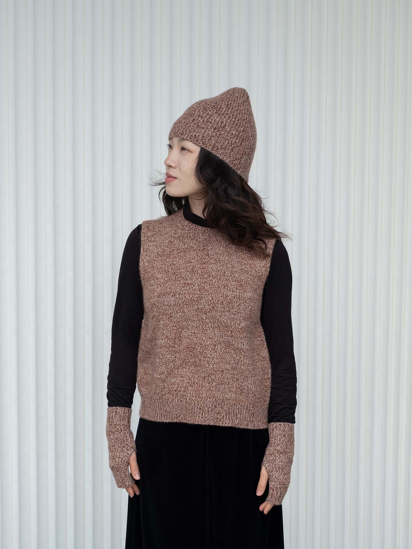 Hearth Cashmere Crew Neck Vest in Burgundy, from Oats and Rice
