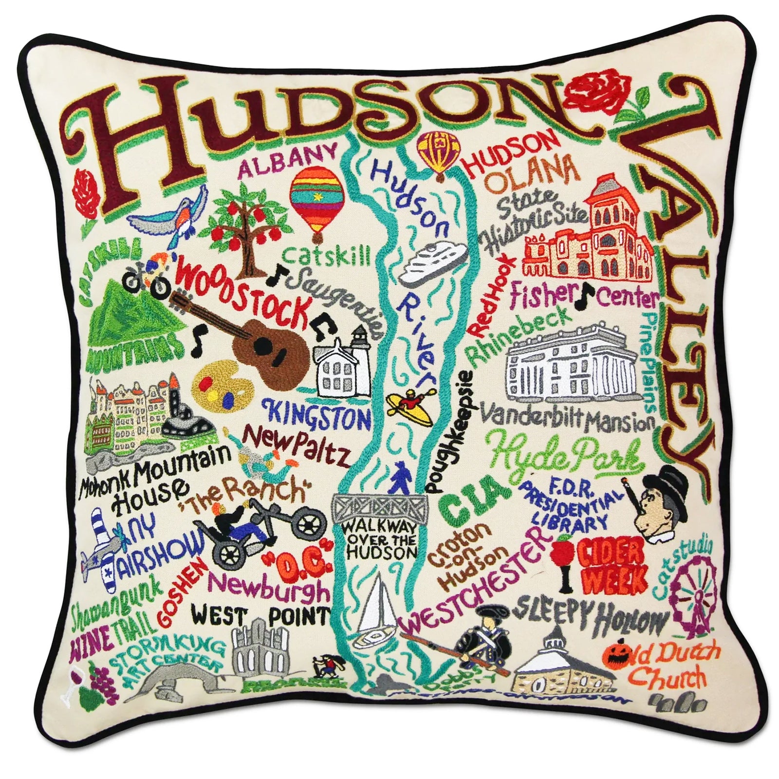 Hudson Embroidered Pillow, from Catstudio