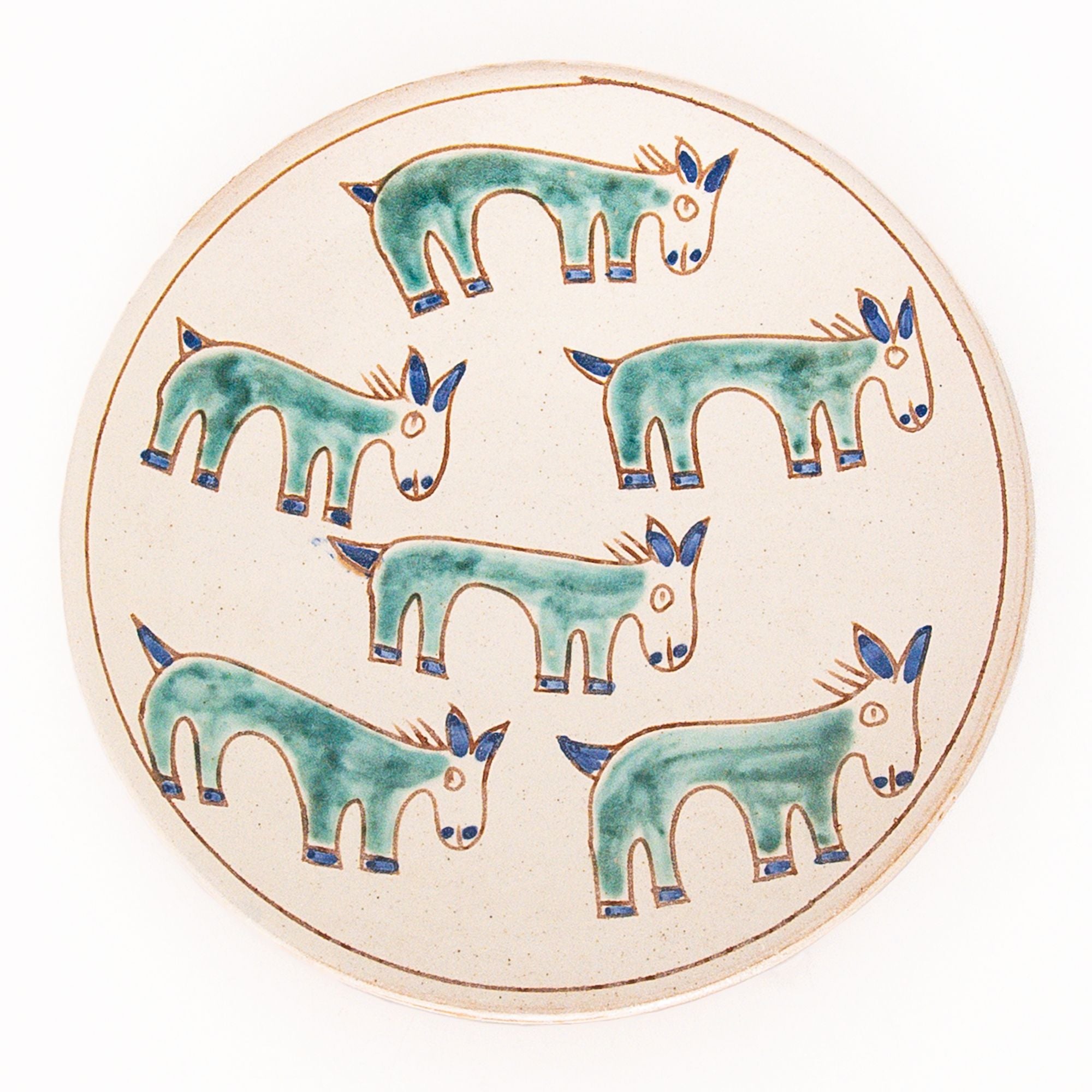Medium Pasture Donkey Ceramic Plate, from Kiliim