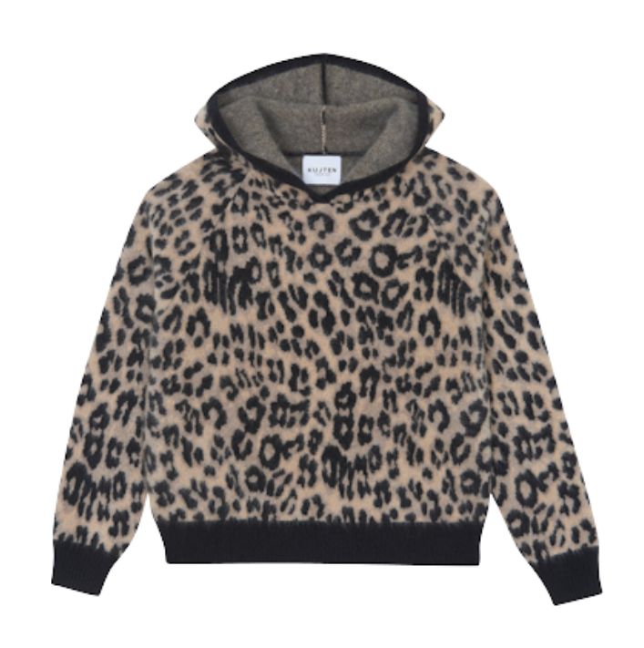 Soso Fluffly Leopard Cashmere Hoodie, from Kujten