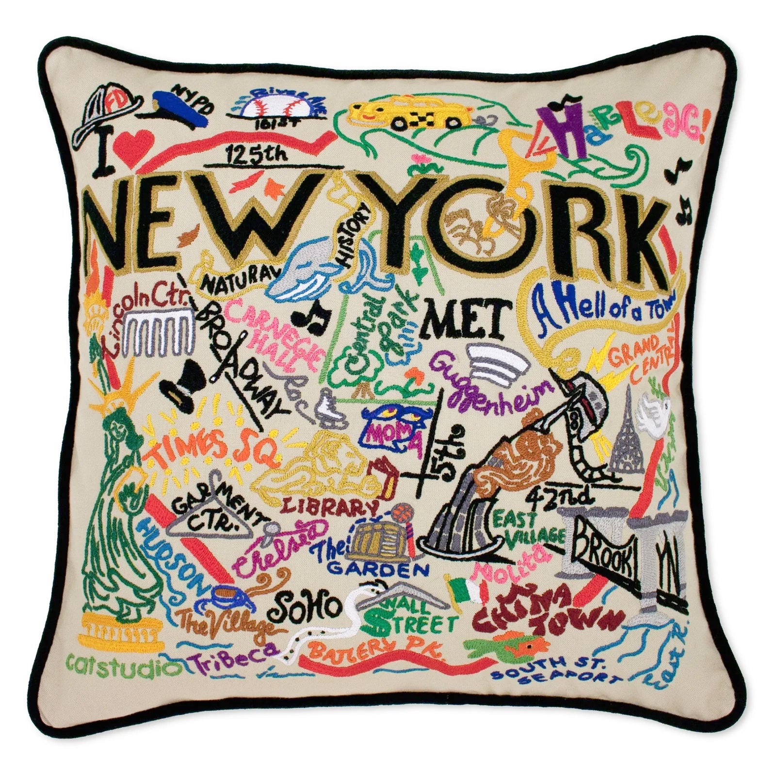 New York Embroidered Pillow, from Castudio