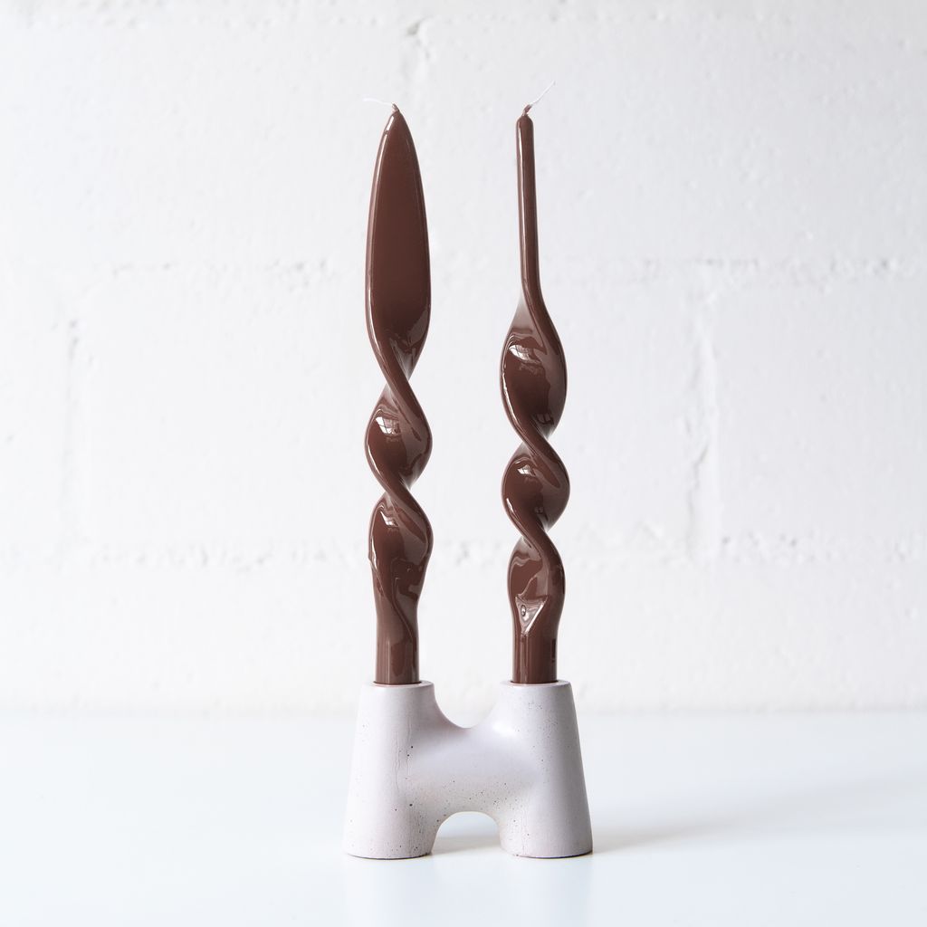 Set of 2 Spiral Candles in Chocolate, from Graziani