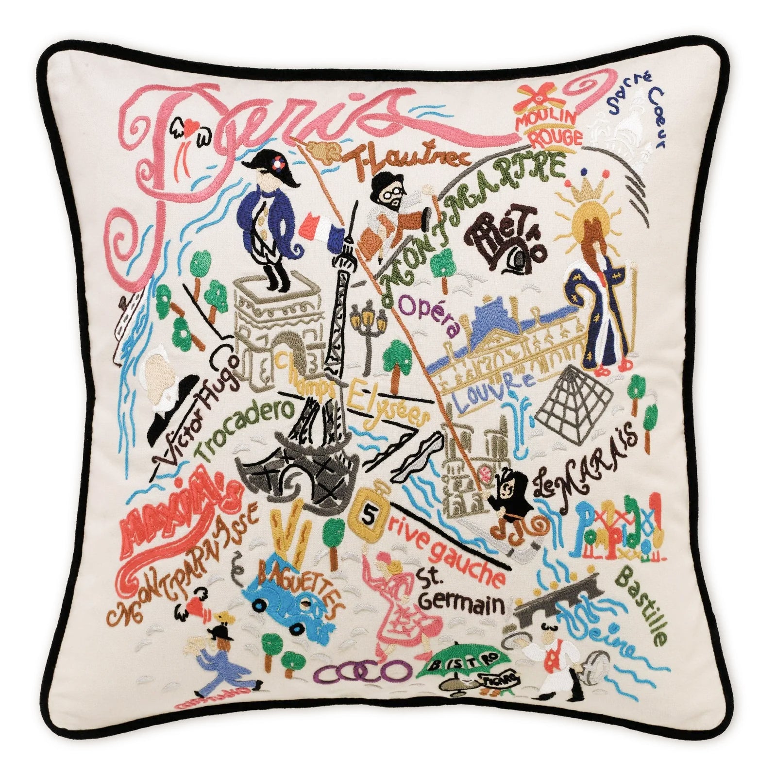Paris Embroidered Pillow, from Catsudio
