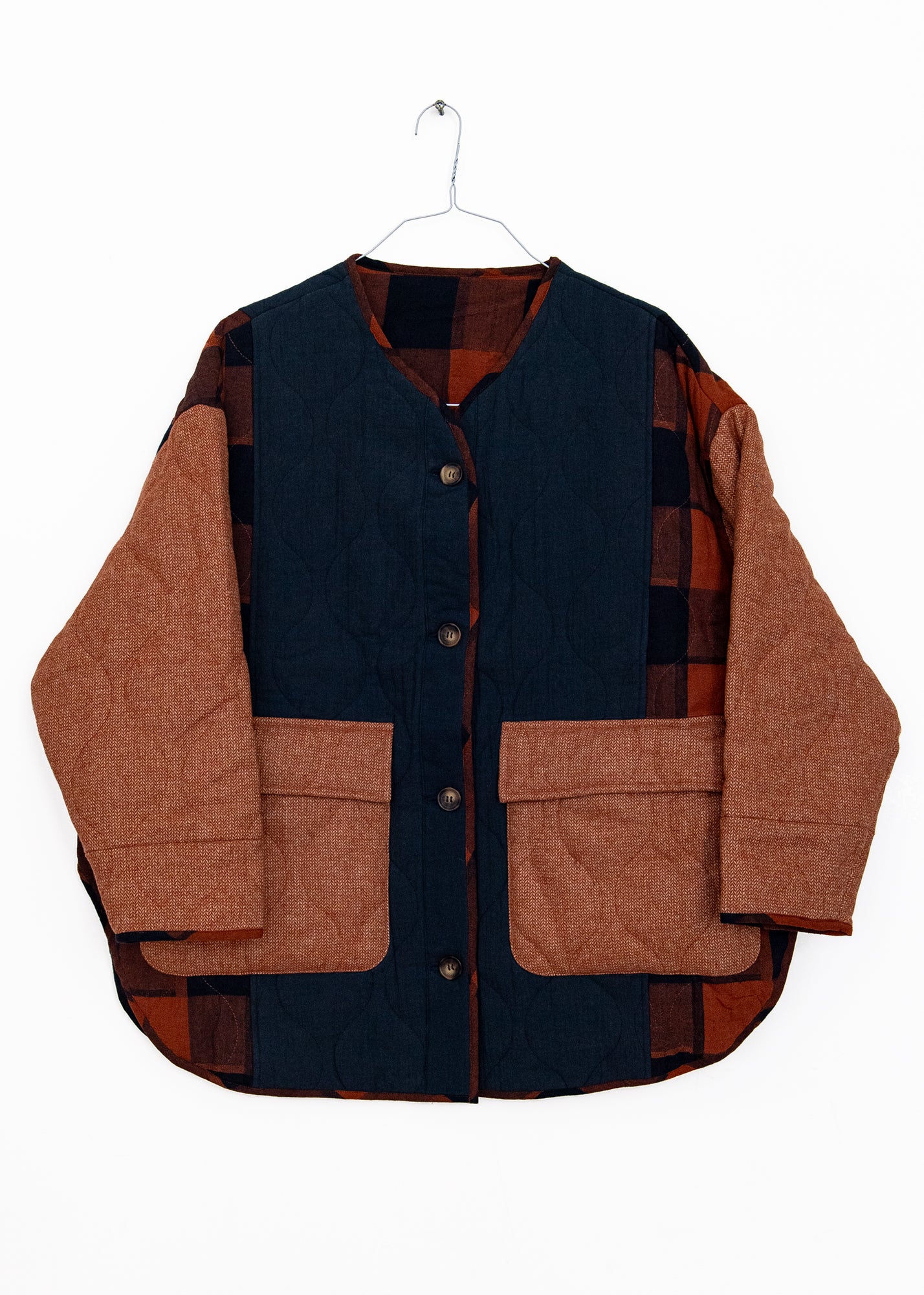 Reversible Patched Quilt Jacket in Multi, from Amente