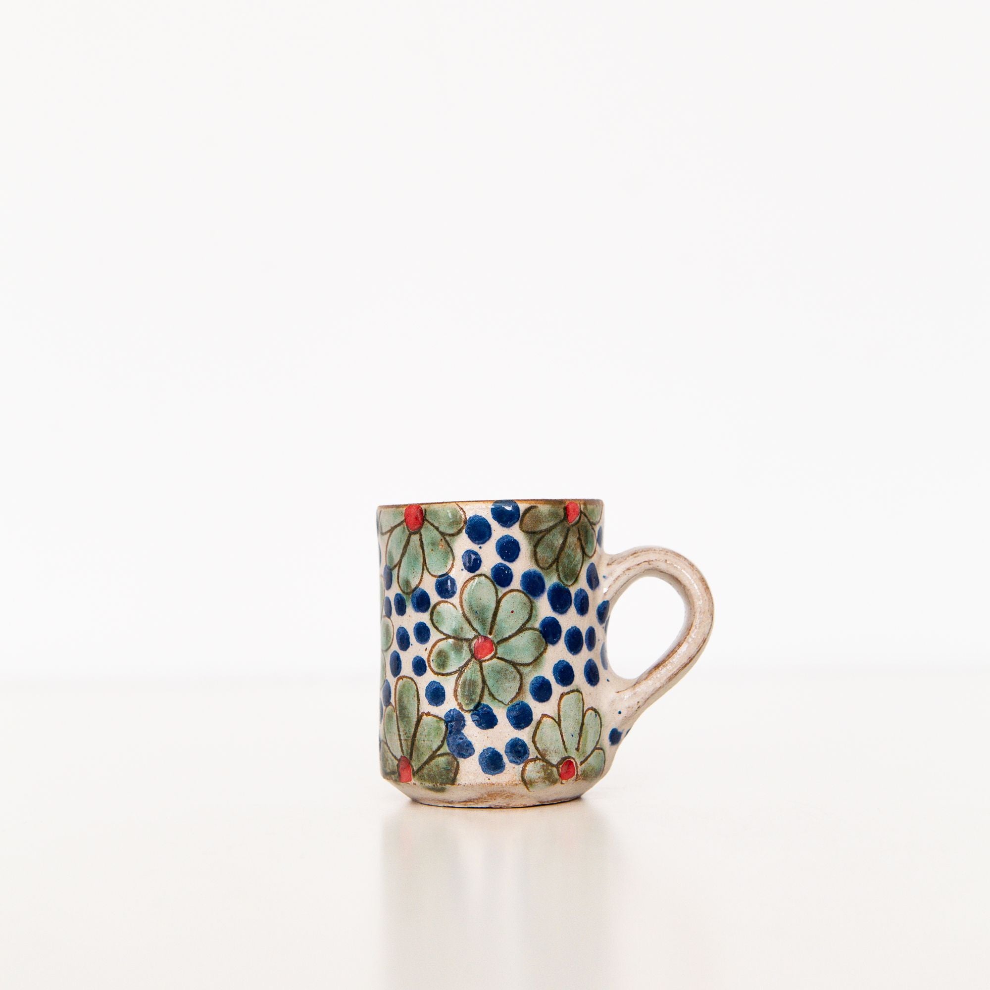 Daisy Fields Ceramic Espresso Mug in Blue, from Kiliim