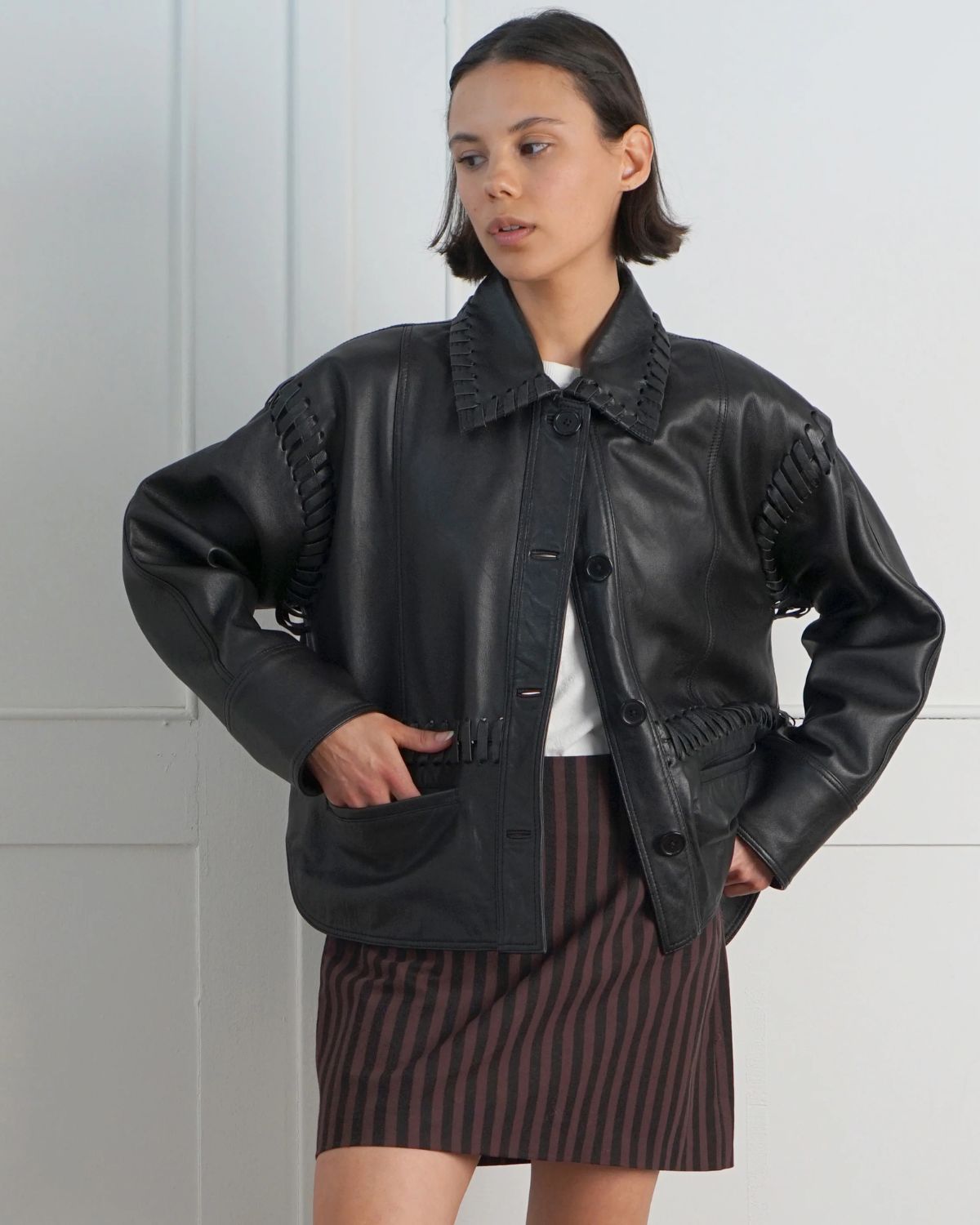 Leather Olivia Jacket in Black, from Proche