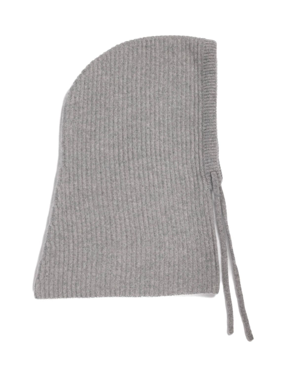 Cashmere Ribbed Balaclava in Grey Heather, from White and Warren