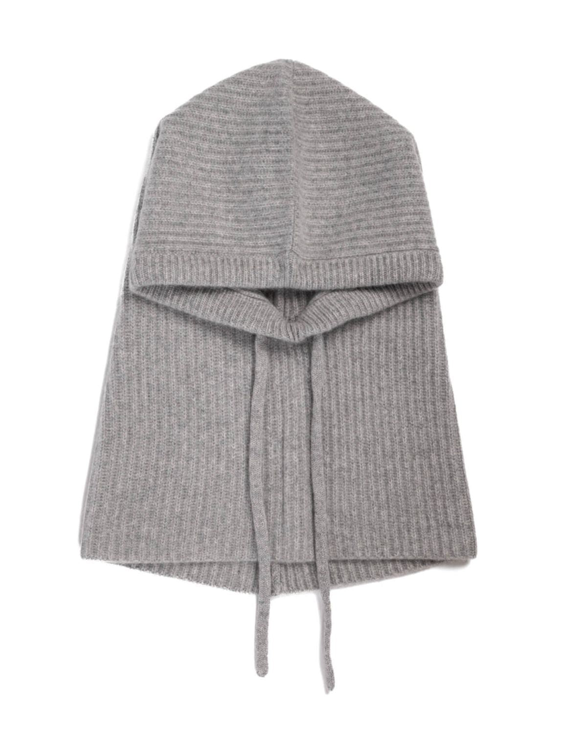 Cashmere Ribbed Balaclava in Grey Heather, from White and Warren