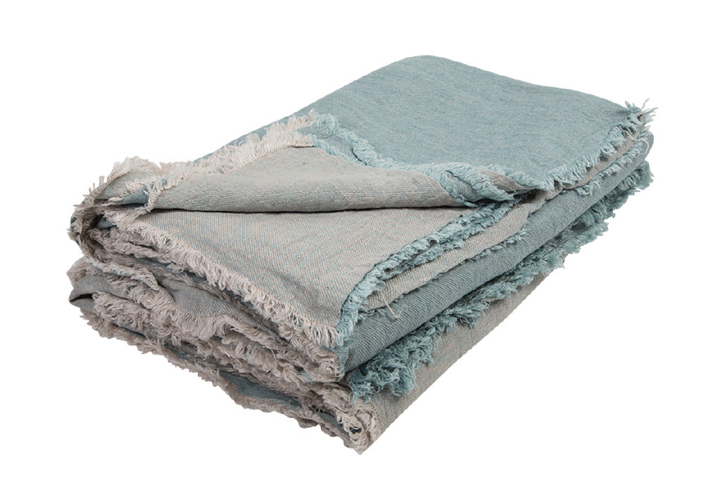 Crumpled Linen Washed Throw in Aqua, from Maison de Vacances