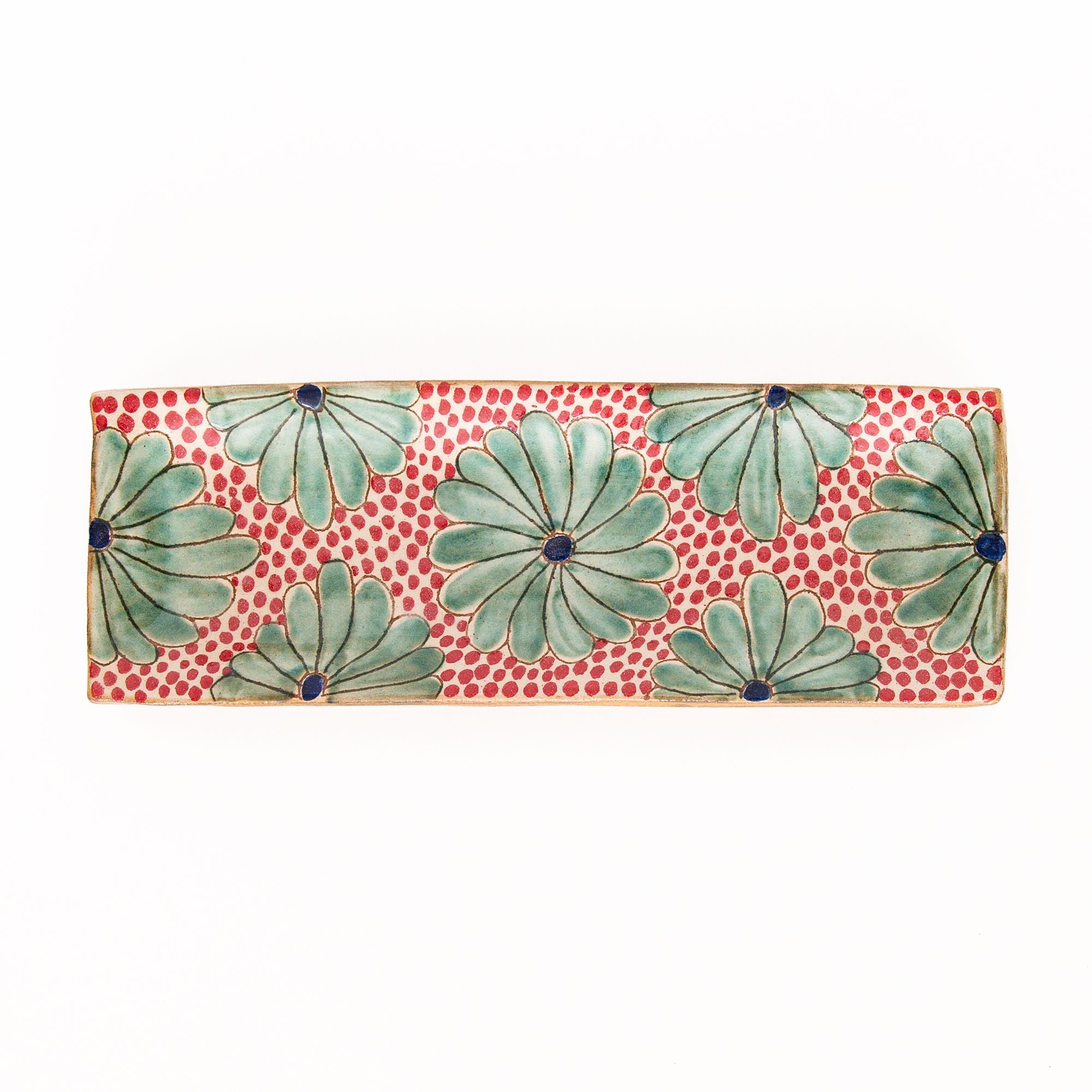 Daisy Long Ceramics Tray in Red, from Kiliim