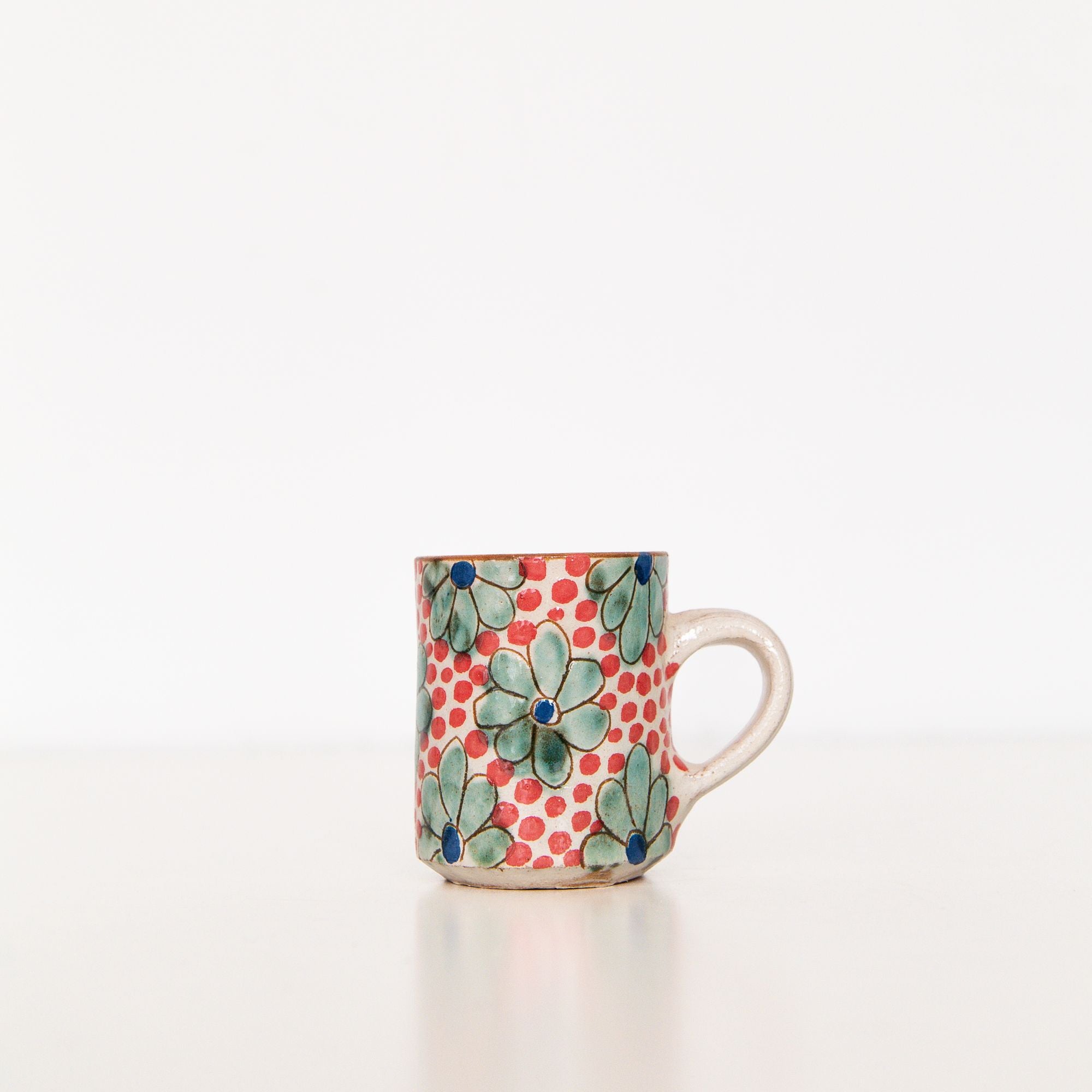 Daisy Fields Ceramic Espresso Mug in Red, from Kiliim