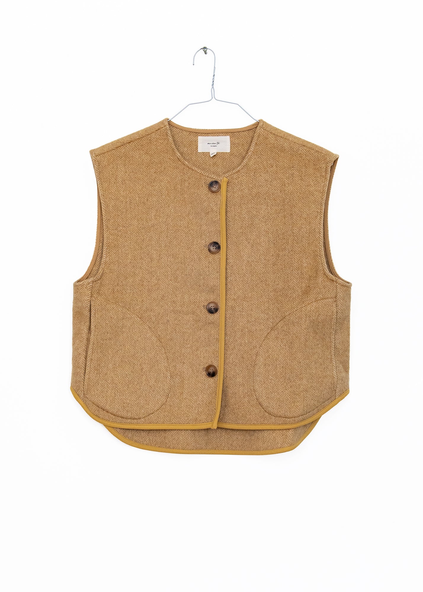 Wool-Blended Scarf Vest in Cashew, from Amente
