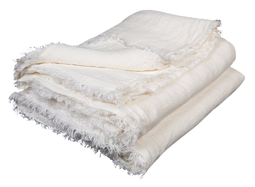 Crumpled Linen Washed Throw in Blanc, from Maison de Vacances