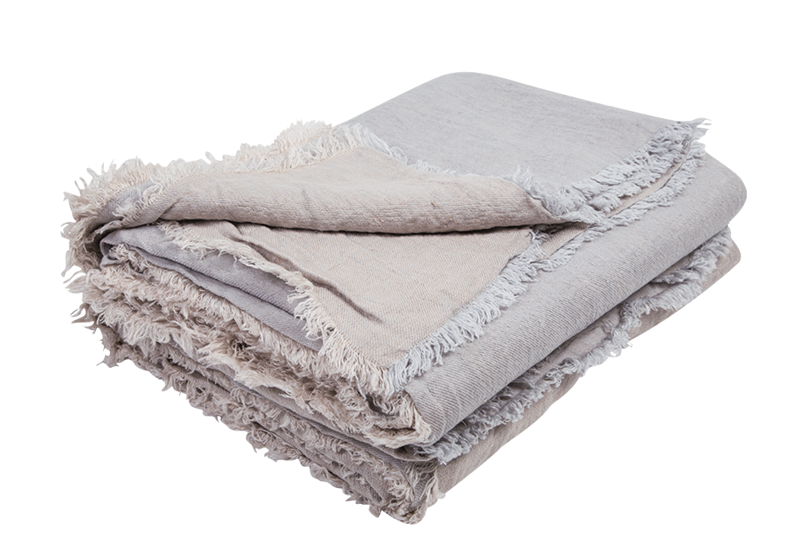 Crumpled Linen Washed Throw in Perle, from Maison de Vacances