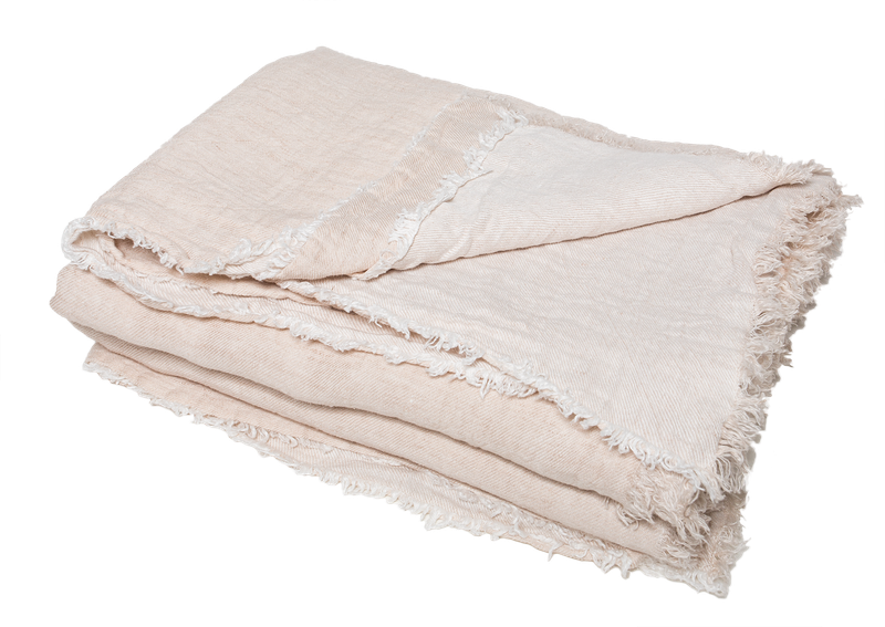 Crumpled Linen Washed Throw in Creme, from Maison de Vacances