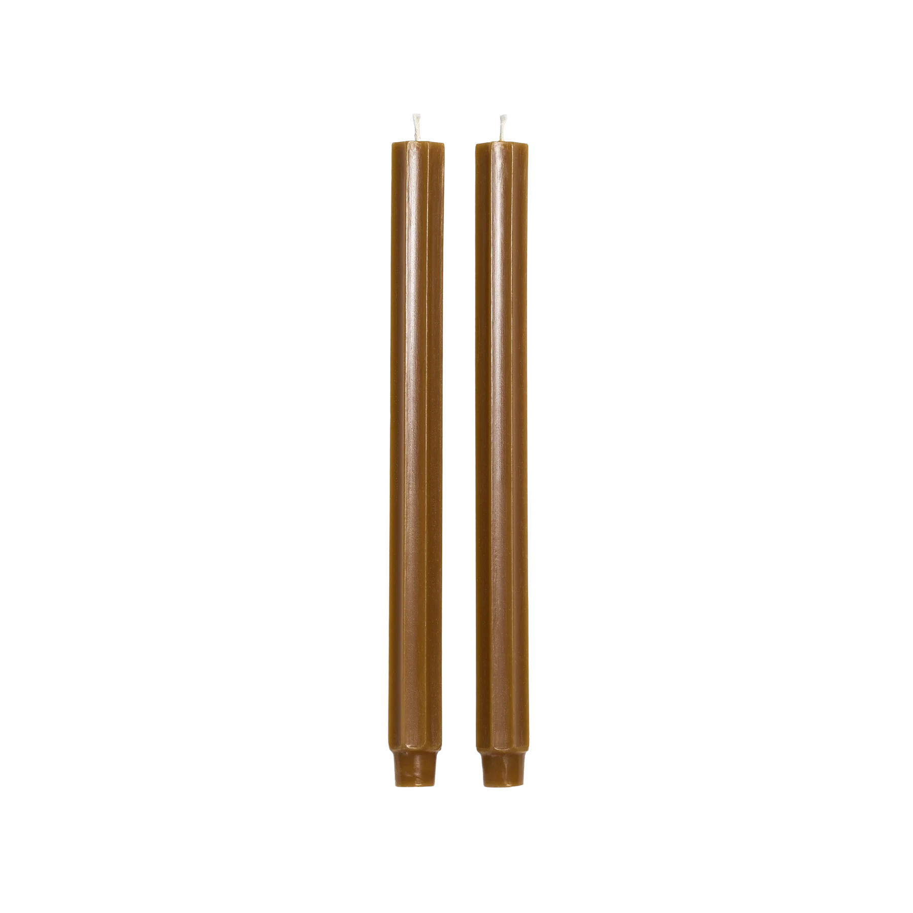 Fluted Church Taper Candles Set of 2 in Burnt Amber, from Greentree Home